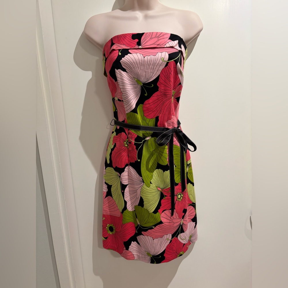 Floral straplesss cotton dress